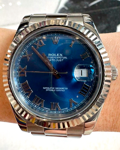 2011 Rolex Datejust II 41MM Blue Dial Oyster Bracelet (116334)