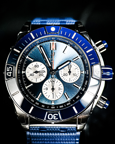 Breitling Super Chronomat 44MM Blue Dial Rubber Strap (AB01361)