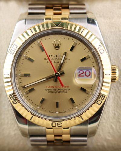 2006 (D Serial) Rolex Datejust Turn-O-Graph 36MM Champagne Dial Two-Tone Jubilee Bracelet (116263)