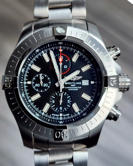 2021 Breitling Super Avenger 48MM Black Dial Steel Bracelet (A13375101B1A1)