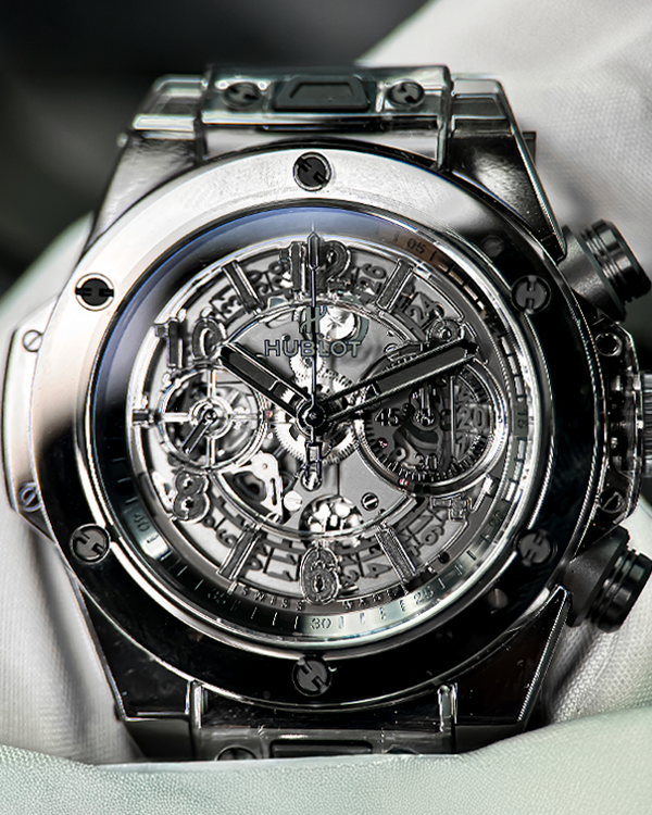 2022 Hublot Big Bang Unico L.E. Sapphire Case 45MM Skeleton Dial Rubber Strap (411.JB.4901.RT)