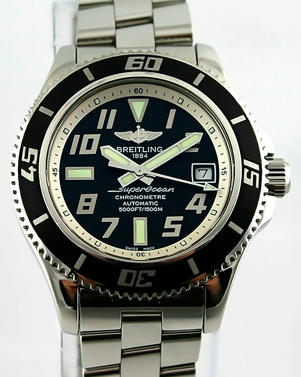 2010 Breitling Superocean 42MM Black Dial Steel Bracelet (A17364)