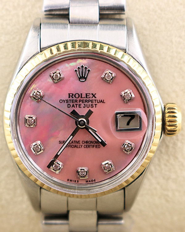 1968 (1.8 Mill. Serial) Rolex Lady-Datejust 26MM Aftermarket Pink Mother-of-Pearl Dial Oyster Bracelet (6517)