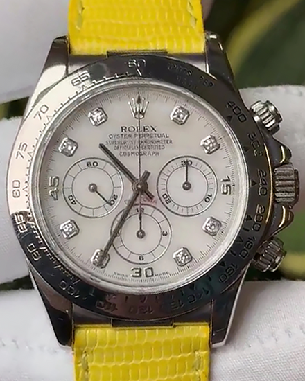 Rolex Cosmograph Daytona 40MM Mother of Pearl Dial Leather Strap (116519)