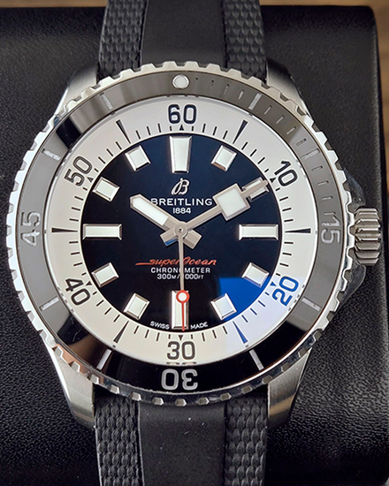 2024 Breitling Superocean 44MM Black Dial Rubber Strap (A17376)