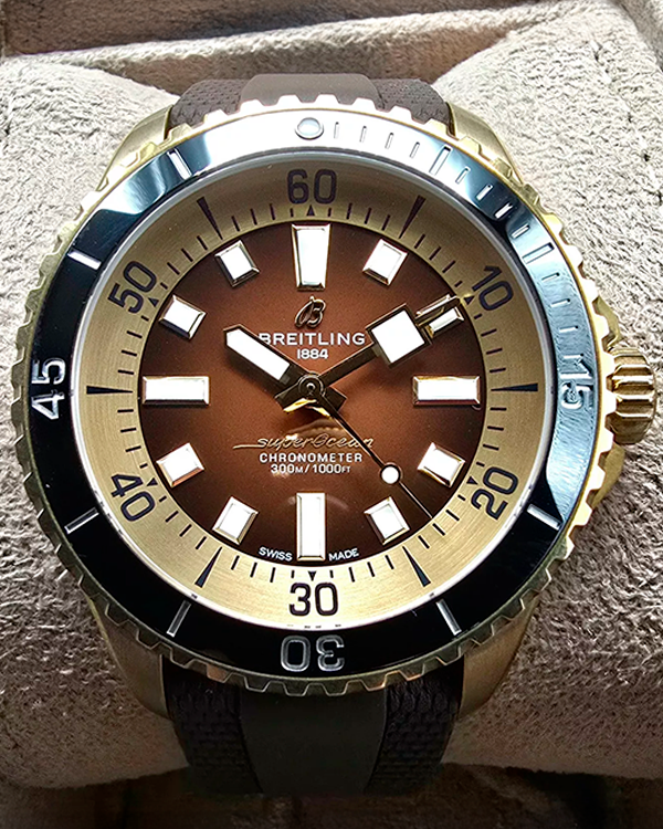 No Reserve - 2022 Breitling Superocean 44MM Brown Dial Rubber Strap (N17376201Q1S1)