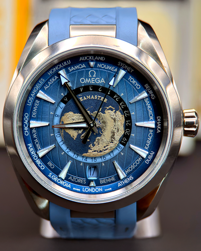 2023 Omega Seamaster Aqua Terra Worldtimer 43MM Blue Dial Rubber Strap (220.12.43.22.03.002)