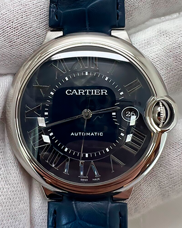 Cartier Ballon Bleu De Cartier 42MM Blue Dial Leather Strap (WSBB0027)