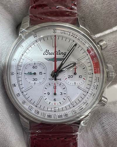 Breitling Top Time "FORD Thunderbird" 41MM White Dial Leather Strap (AB01766A1A1X1)