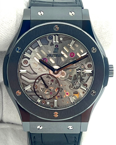 Hublot Classic Fusion 42MM  Skeleton Dial Leather Strap (545.CM.0140.LR)