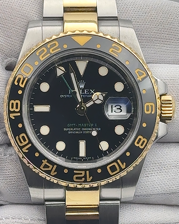 Rolex GMT-Master II 40MM Black Dial Two-Tone Oyster Gold Bracelet (116713LN)