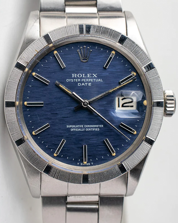 Rolex Oyster Perpetual Date Vintage 34MM "Shantung Mosiac" Dial Steel Bracelet (1501)