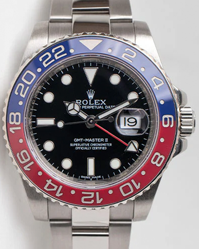 2020 Rolex GMT-Master II "Pepsi" 40MM Black Dial White Gold Oyster Bracelet (116719BLRO)