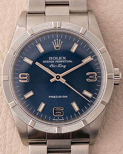 2002 (Y Serial) Rolex Air-King 34MM Blue Dial Oyster Bracelet (14010)