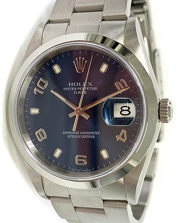 Rolex Oyster Perpetual Date 34MM Blue Dial Oyster Bracelet (15200)
