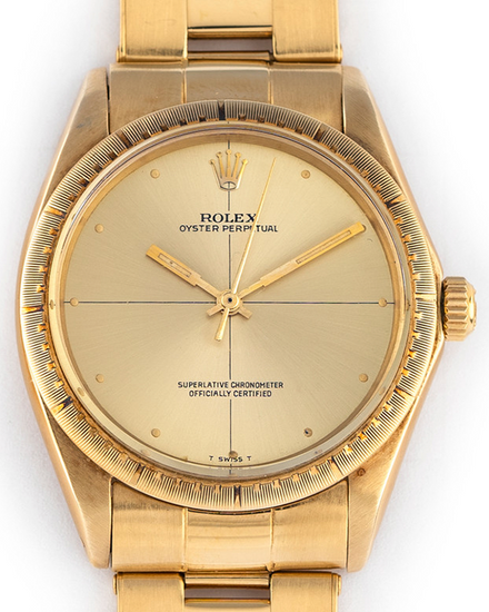 Rolex Oyster Perpetual "Zephyr" 34MM Champagne Dial Yellow Gold Oyster Bracelet (1038)