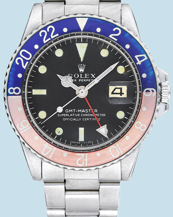 Rolex GMT-Master  "Pepsi" Faded 40MM Black Dial Steel Bracelet (1675)