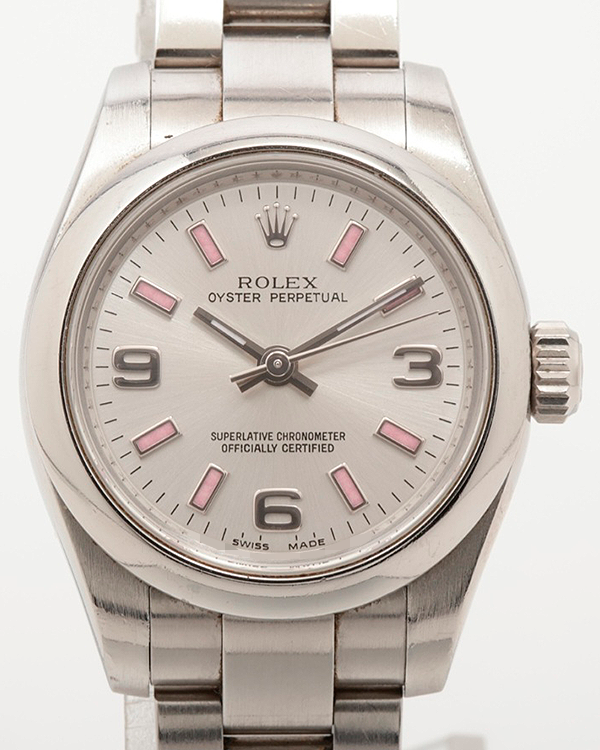 2009 Rolex Oyster Perpetual 26MM Silver Dial Steel Bracelet (176200)