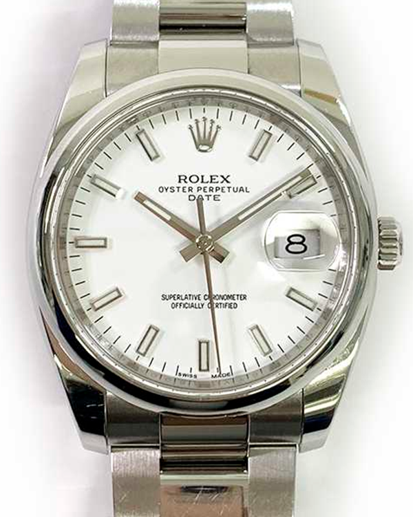 2014 Rolex Oyster Perpetual Date 34MM White Dial Steel Bracelet (115200)