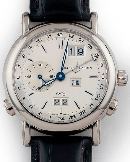 2000 Ulysse Nardin GMT Perpetual Calendar 39MM Silver Dial Leather Strap (320-22)