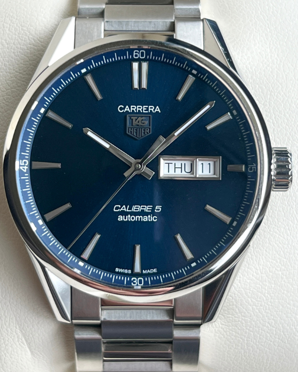 No Reserve - 2017 TAG Heuer Carrera Caliber 5 41MM Blue Dial Steel Bracelet (WAR201E)