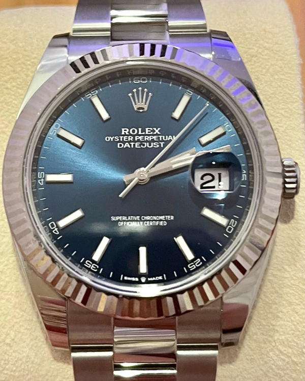 2021 Rolex Datejust 41MM Bright Blue Dial Oystersteel Bracelet (126334)