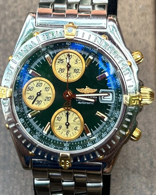 1997 Breitling Chronomat 39MM Green Dial Steel Bracelet (B13050.1)