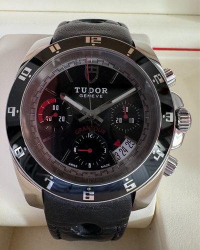 2010 Tudor Grantour Chrono 41MM Black Dial Leather Strap (20350N)