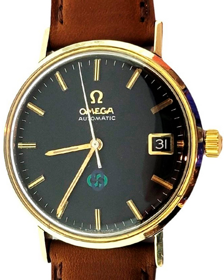 Omega Seamaster DeVille 14K Gold 34MM Black Dial Aftermarket Leather Strap (Cal 563 KM6068)