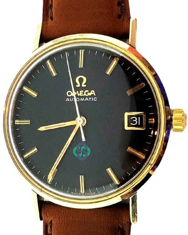 Omega Seamaster DeVille 14K Gold 34MM Black Dial Aftermarket Leather Strap (Cal 563 KM6068)