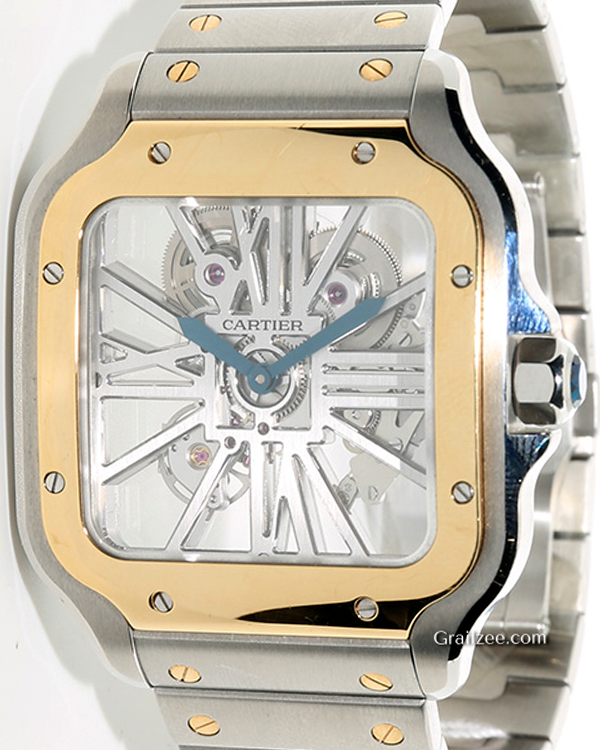 2020 Cartier Santos de Cartier 41MM Skeleton Dial Two-Tone Bracelet (WHSA0012)