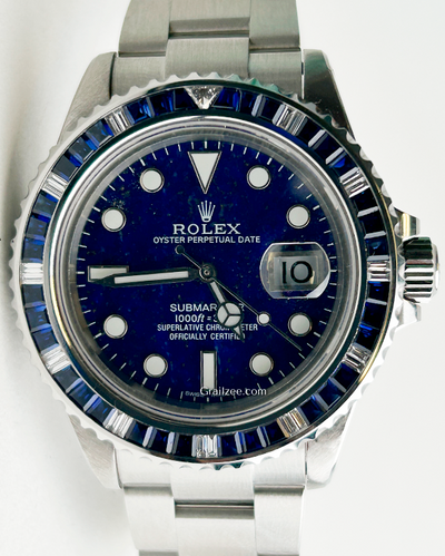 No Reserve - 2000 Rolex Submariner Date 40MM Aftermarket Lapis Lazuli Dial Oyster Bracelet (16610)