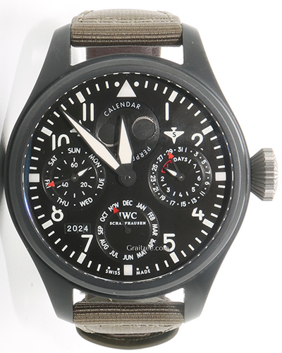 IWC Schaffhausen Pilot "Top Gun" Perpetual Calendar 48MM Black Dial Textile Strap (IW502902)