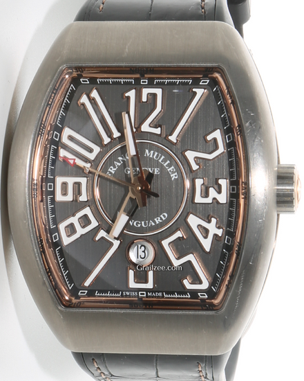 Franck Muller Vanguard 45MM Grey Dial Leather Strap (V45 SC DT TT BR 5N)