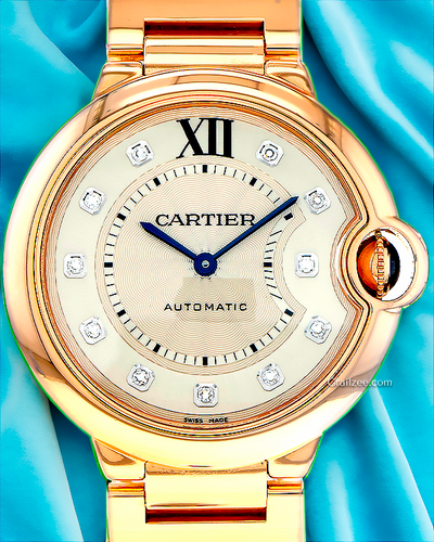 2013 Cartier Ballon Bleu 36MM Quartz Silver Dial Rose Gold Bracelet (W69004Z2)