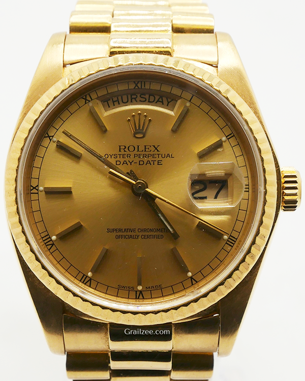 Rolex Day-Date 36MM Gold Dial Yellow Gold President Bracelet (18038)