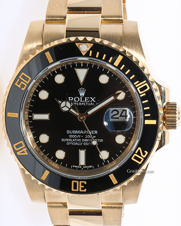 2017 Rolex Submariner Date 40MM Black Dial Yellow Gold Oyster Bracelet (116618LN)