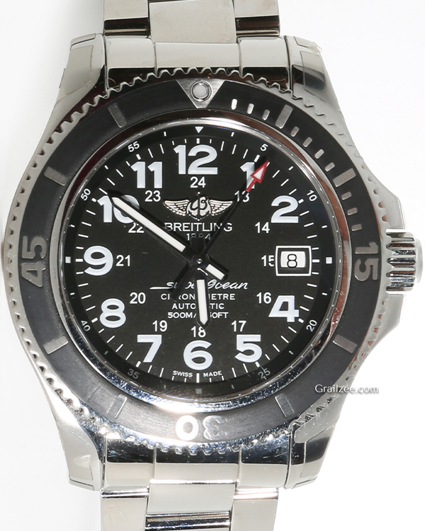 Breitling Superocean II 42MM Black Dial Steel Bracelet (A17365C9/BD67-161A)