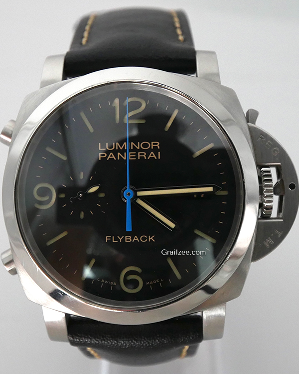 Panerai Luminor 1950 3 Days Chrono Flyback 44MM Black Dial Leather Strap (PAM00524)