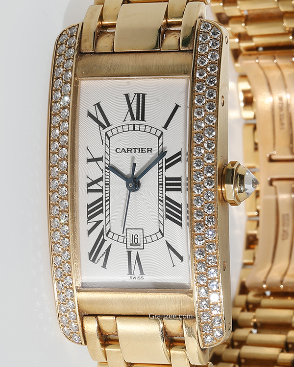 Cartier Tank Américaine 35MM Quartz Silver Dial Yellow Gold Bracelet (WB7012K2)