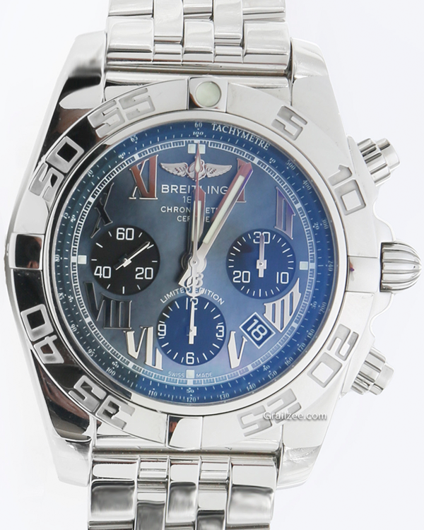 2019 Breitling Chronomat Japan L.E. 44MM Mother Of Pearl Blue Dial Steel Bracelet (AB0111)