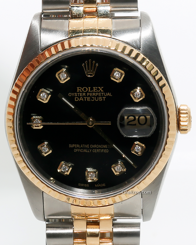 Rolex Datejust 36MM Aftermarket Black Dial Two-Tone Jubilee Bracelet (16223)