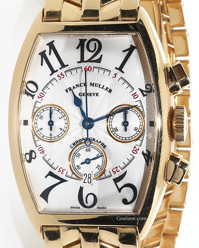 Franck Muller Casablanca 45x32MM Silver Dial Yellow Gold Bracelet (5850 CC AT)