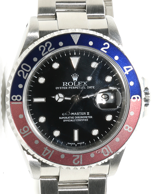 Rolex GMT-Master II 40MM "Faded Pepsi" Steel Black Dial Oyster Bracelet (16710)