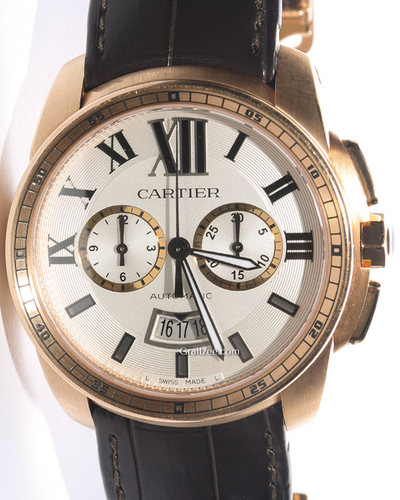 Cartier Calibre De Cartier 42MM Silver Dial Leather Strap (W7100044)