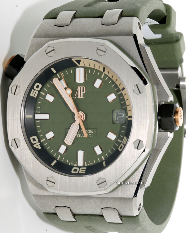 Audemars Piguet Royal Oak Offshore Diver 42MM Khaki Green Dial Rubber Strap (15720ST.OO.A052CA.01)