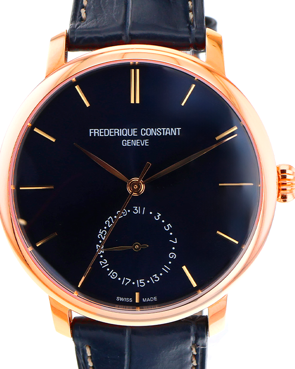 Frederique Constant Slimline Date 42MM Blue Dial Leather Strap (FC-710X4S4)