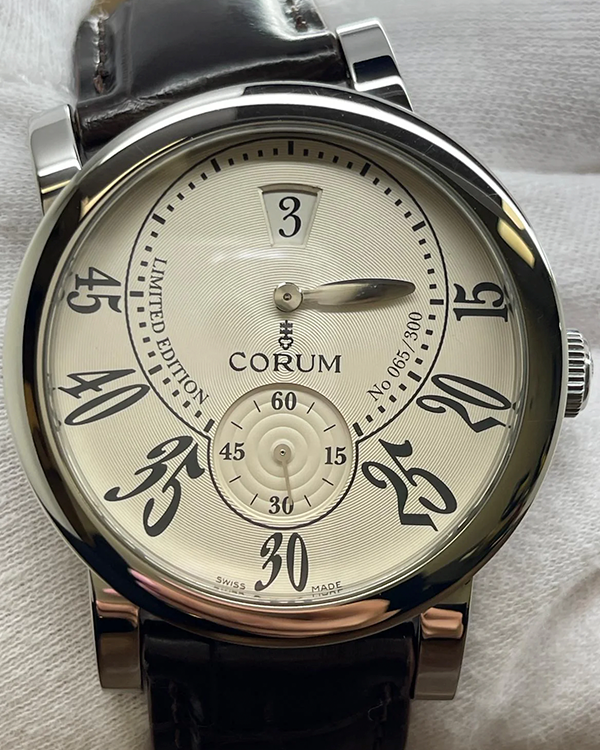 2023 Corum Classique Jump Hour 42MM White Dial Leather Strap (154.201.20)