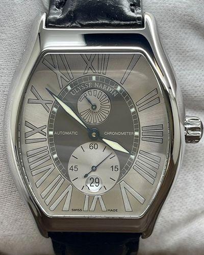 2010 Ulysse Nardin Michelangelo 38x43MM Silver Dial Leather Strap (273-68)