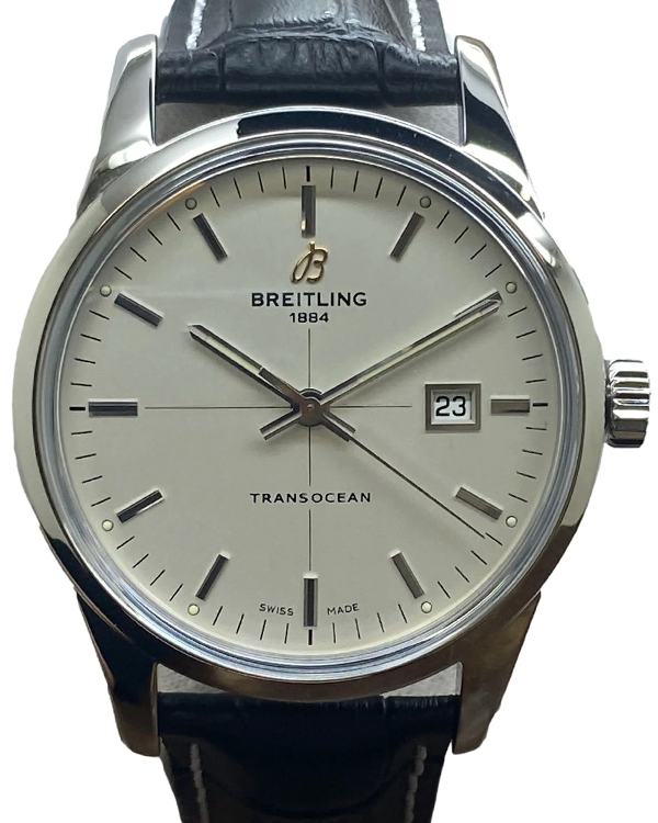 Breitling Transocean 43MM Silver Dial Leather Strap (A10360)